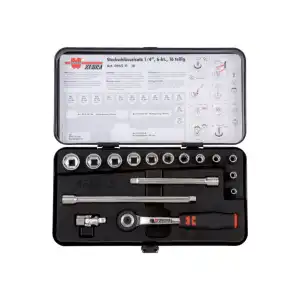 Снимка на Комплект тресчотка с вложки 1/4", ZEBRA - 16 части
