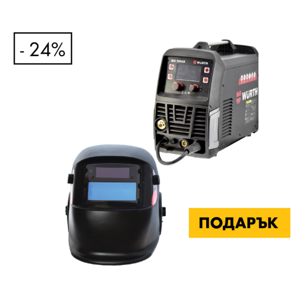 Снимка на Инвенторен  заваръчен апарат Миг-Маг + Соларен заваръчен шлем WELDO