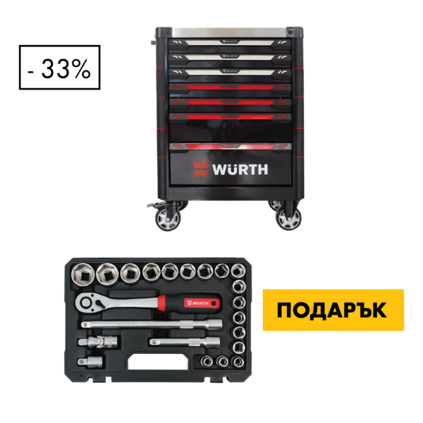 Снимка на Количка  с инструменти 7 чекмеджета 219ч.+К-т инструменти 1/2'' 22бр.