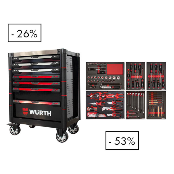 Снимка на Количка за инструменти 7 чекмеджета Wurth  + Инструменти за количка 127ч. ZEBRA 
