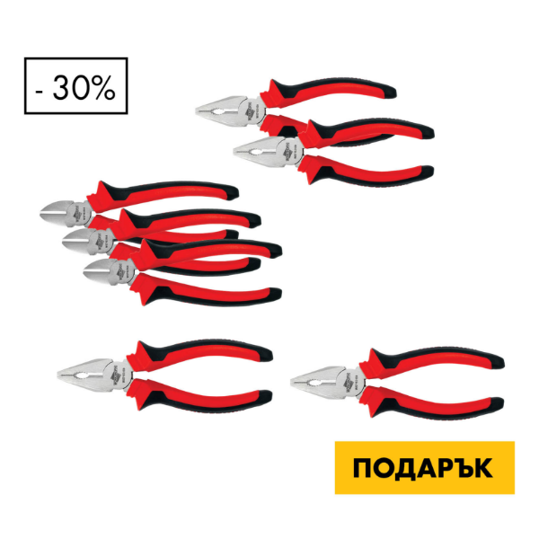 Снимка на 2х Клещи комбинирани 180мм +3х Клещи резачки 180мм + Клещи комбинирани 200мм + Клещи комбинирани 180 мм 