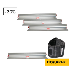 Снимка на 4хНож за шпакловане алуминиев 0.3mm x1000мм+Магнитна лента за ръка Workshopr 