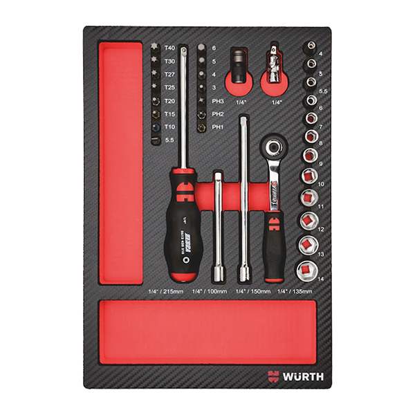 Снимка на Комплект  Вложки и тресчотка 1/4" от 33ч.