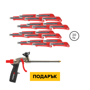 Снимка на Макетен нож 18 мм+Пистолет тефлонов за PU пяна