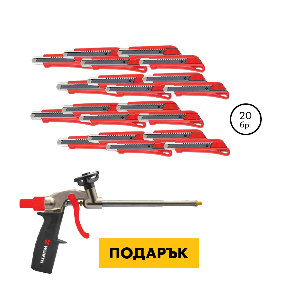 Снимка на Макетен нож 18 мм+Пистолет тефлонов за PU пяна